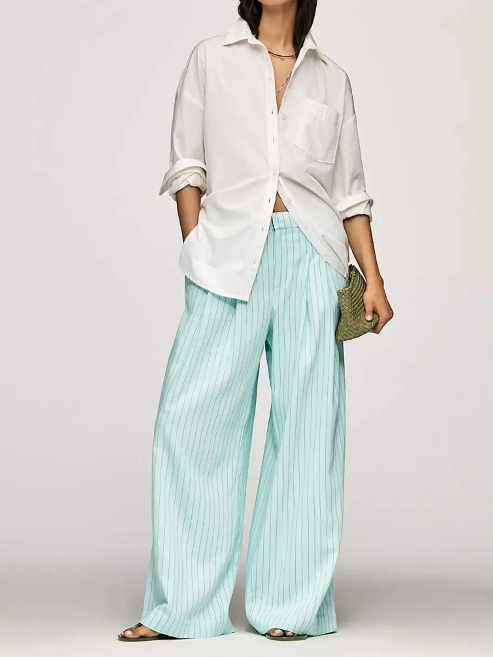 Anthropologie The Avery Pinstripe Wide-Leg Trousers by Maeve - Picture 1 of 7